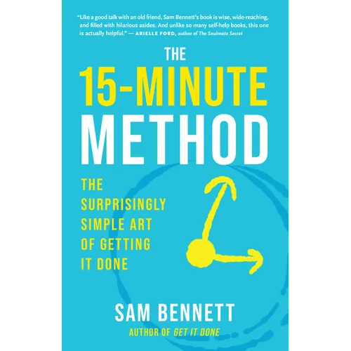 Paperback cover of The 15-Minute Method by Sam Bennett — bright teal cover with bold white and yellow title text and stopwatch illustration — Books by splitShops via EOWD Autism Living
