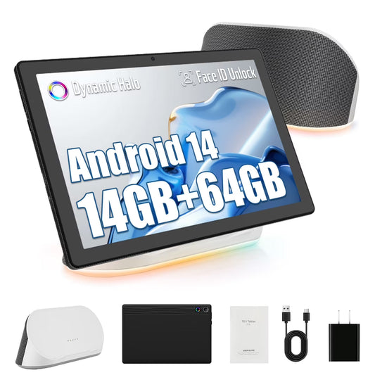 AEEZO Android™ 14 Tablet with Speaker Base | HD IPS, 14GB RAM, 64GB, Wi-Fi® 6