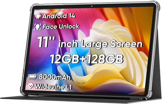 Android™ 16 Tablet 11" | Face Unlock, 18W Fast Charging, 128GB, Octa-Core, Wi-Fi® 6, Widevine L1