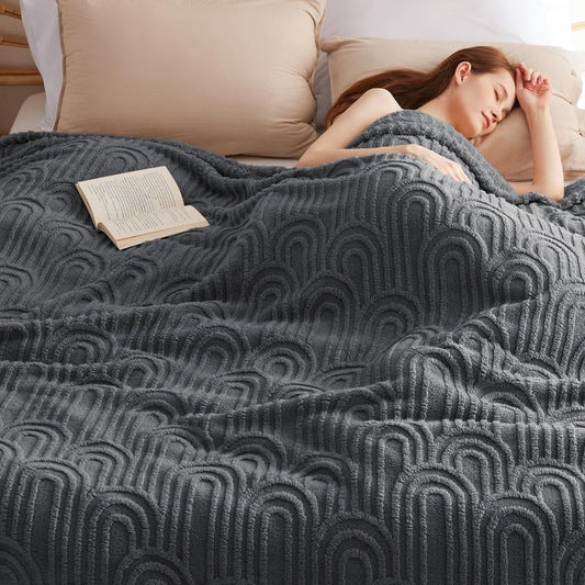 Bedsure GentleSoft Fleece Blanket | Embossed Arches, All-Season Fleece Throw for Home Comfort, Cozy Routines & Sensory-Friendly Spaces