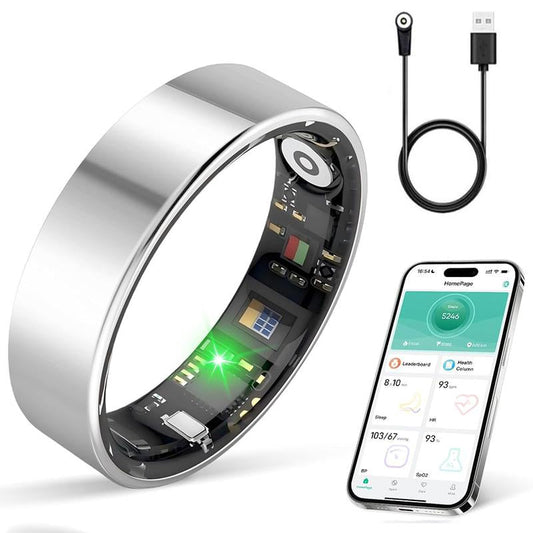 Smart Health Ring | Fitness Tracker with Heart Rate, Sleep & Step Tracking – IP68, No Subscription, iOS & Android Compatible