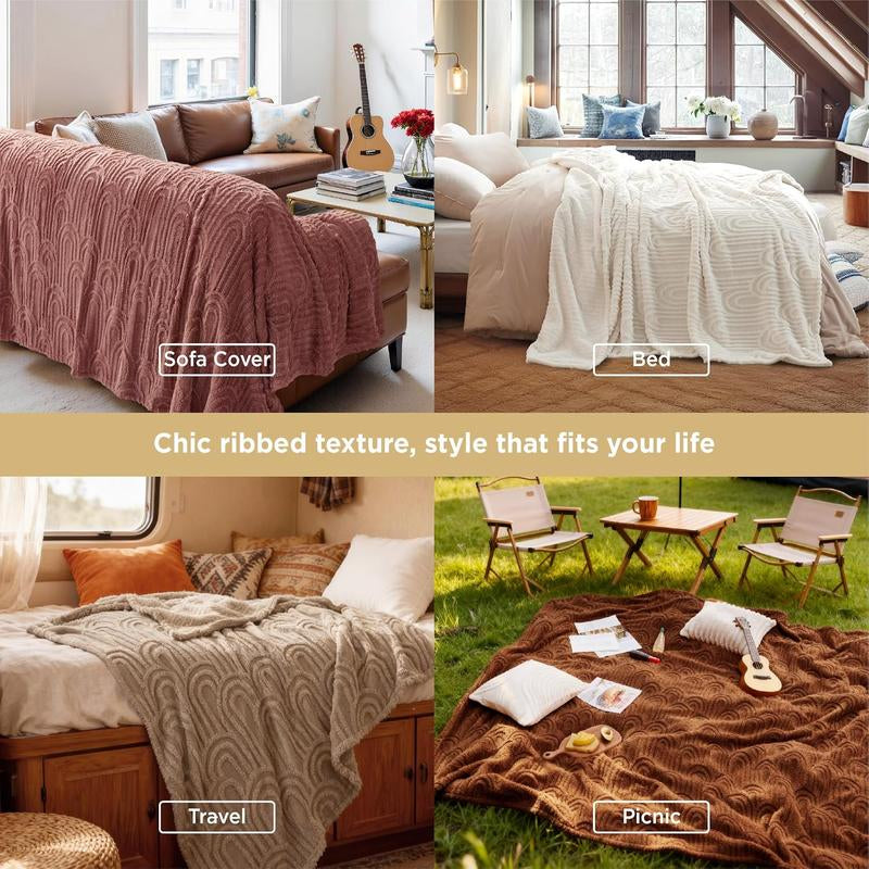 Bedsure Gentlesoft Fleece Blanket for Bed - Distinctive Arches,Super Soft & Cozy, Fluffy Blankets for Women & Girls, Ideal for Sofa & Couch, Boho Charmartfully Embossed Pattern Adds Amodern Flair to Your Cozy Decor,All-Season