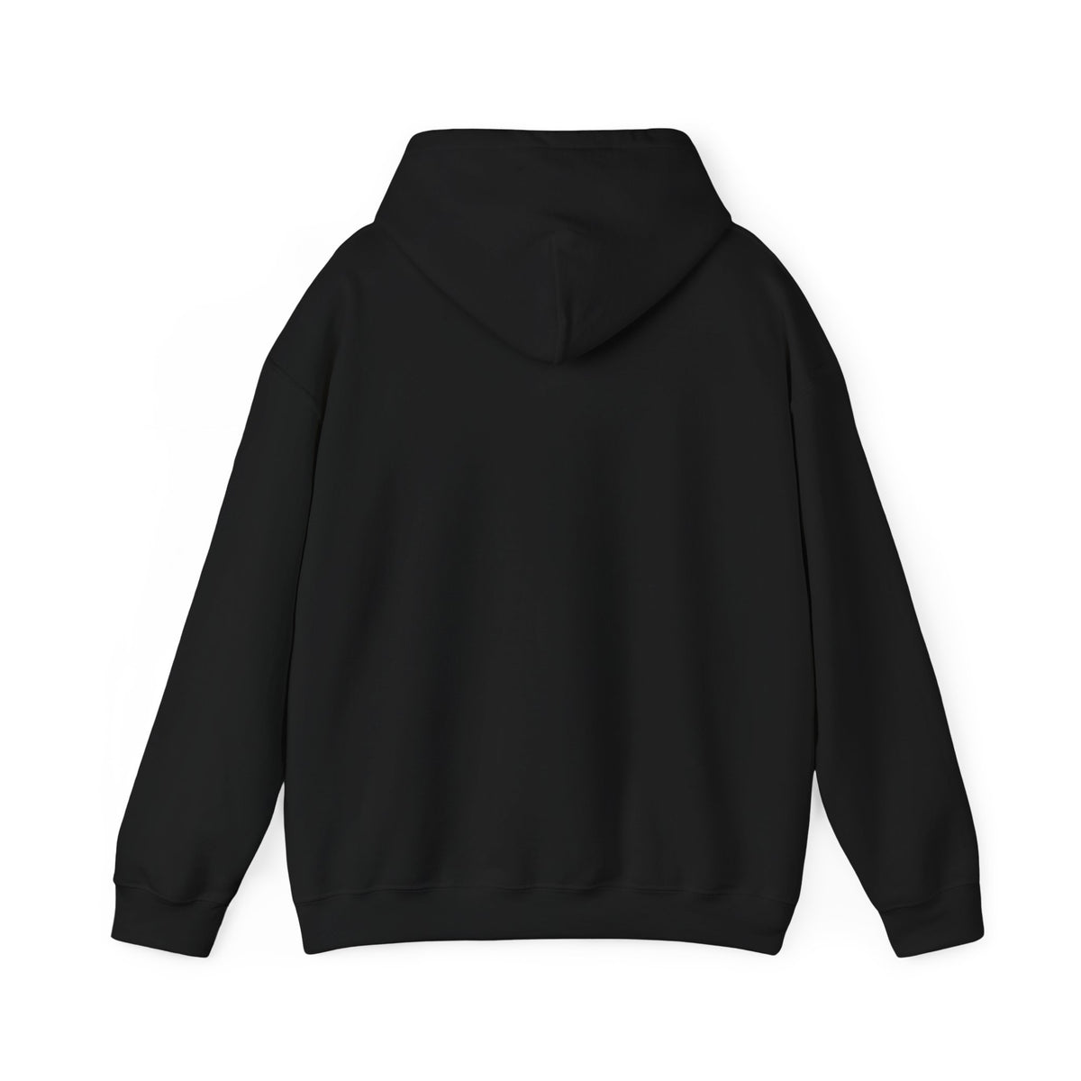 Black pullover hoodie shown from the back with a plain surface and hood — EOWD Autism Living 