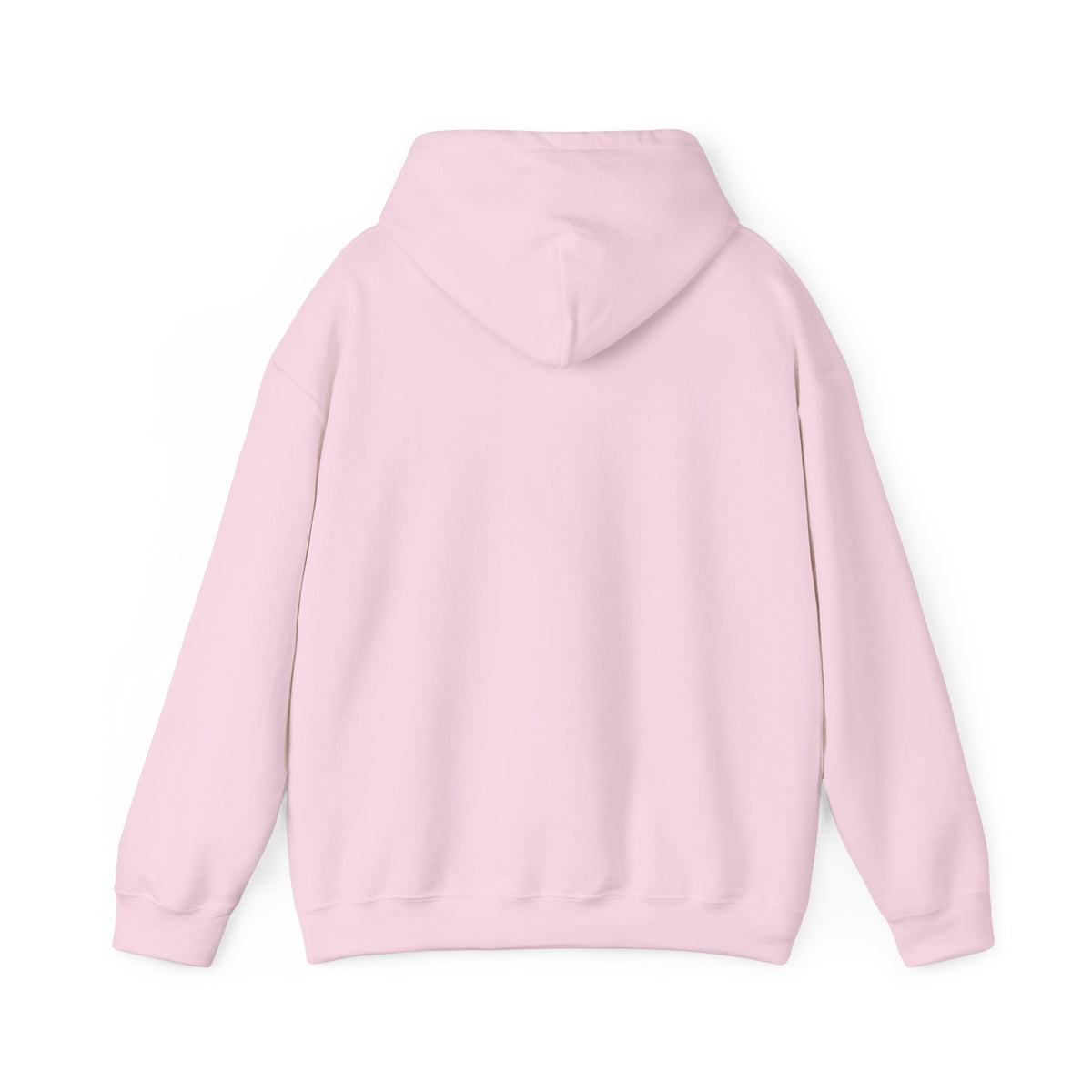 Light pink pullover hoodie shown from the back with a plain surface and hood — EOWD Autism Living