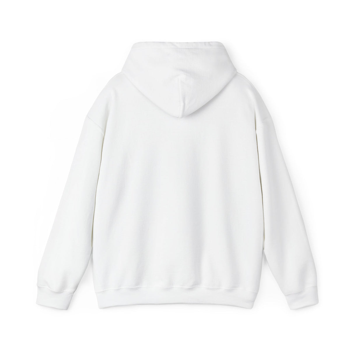 White pullover hoodie shown from the back with a plain surface and hood — EOWD Autism Living