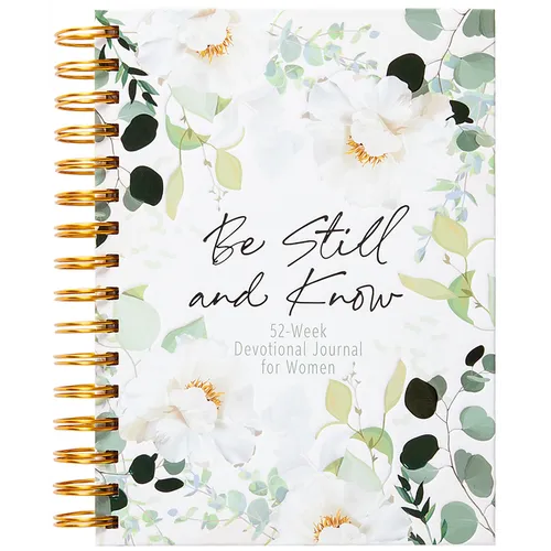 Spiral hardcover of Be Still and Know 52-Week Devotional Journal for Women with floral cover — Books by splitShops via EOWD Autism Living