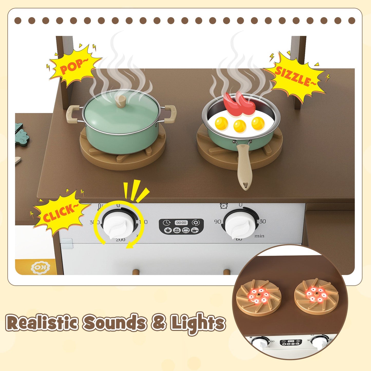 Corner Kitchen with Lights and Sounds for Kids Ages 3+