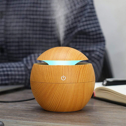 130ml USB Aroma Diffuser & Ultrasonic Cool Mist Humidifier | 7 Color LED Night Light | Sensory-Friendly Small Spaces