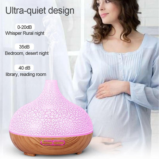 400ml Ultrasonic Aroma Diffuser & Humidifier – Cracked Wood Design with 7 LED Colors for Sensory-Friendly Bedrooms, Offices & Living Spaces