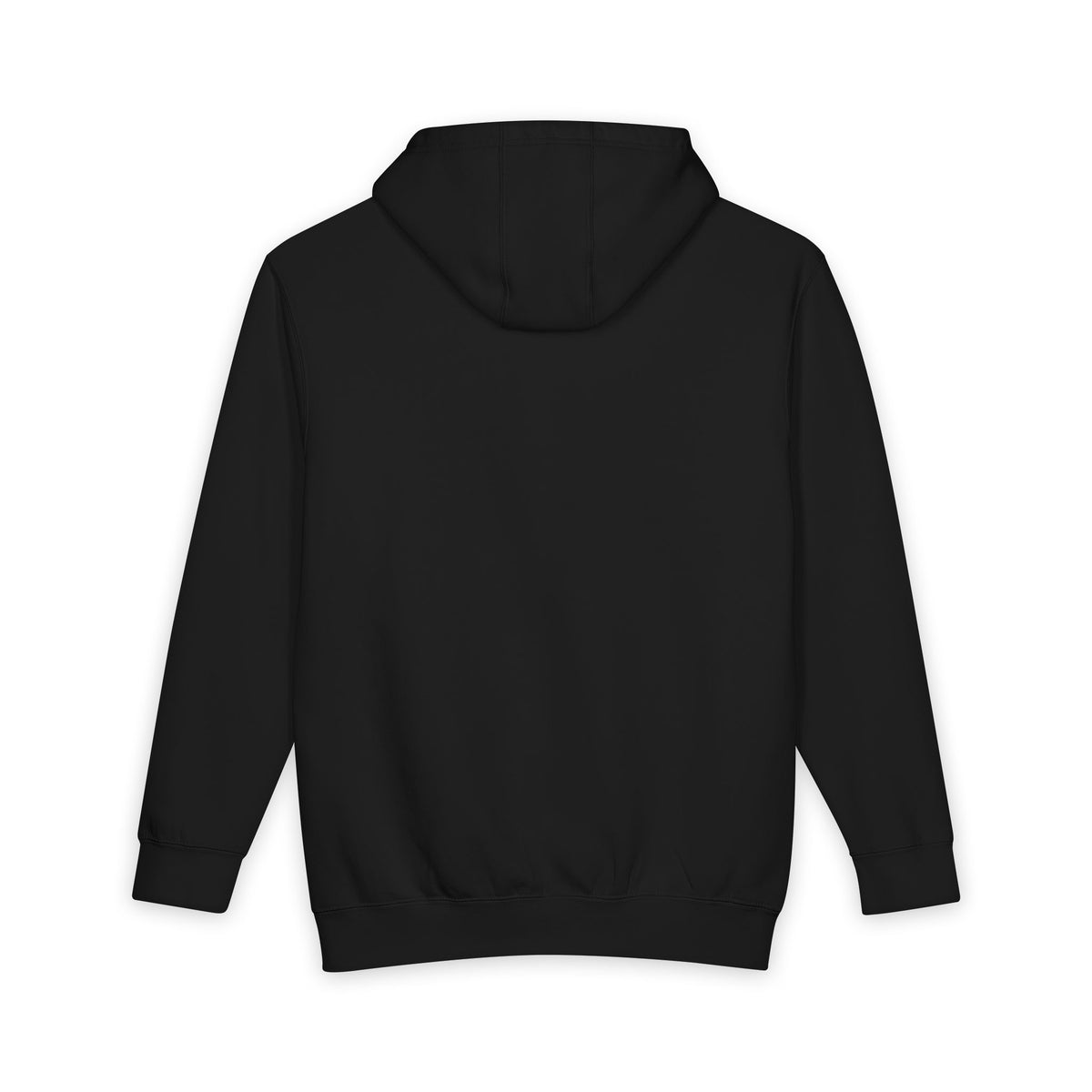 Back of a plain black pullover hoodie with no visible print — EOWD Autism Living