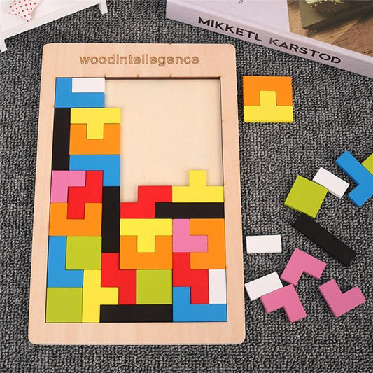 Colorful Wooden Tangram Puzzle Set | Shape Recognition, Fine Motor & Screen-Free Problem Solving