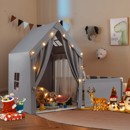 2-in-1 Kids Play Tent & Playpen | Toddler Playhouse with Star Lights