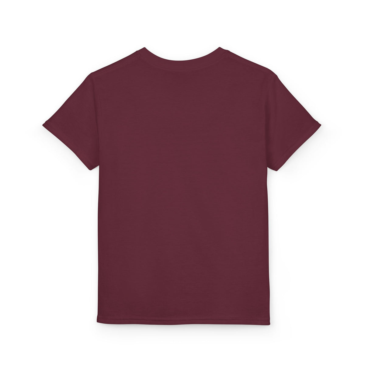 Back view of the plain Maroon youth T-shirt — EOWD Autism Living.