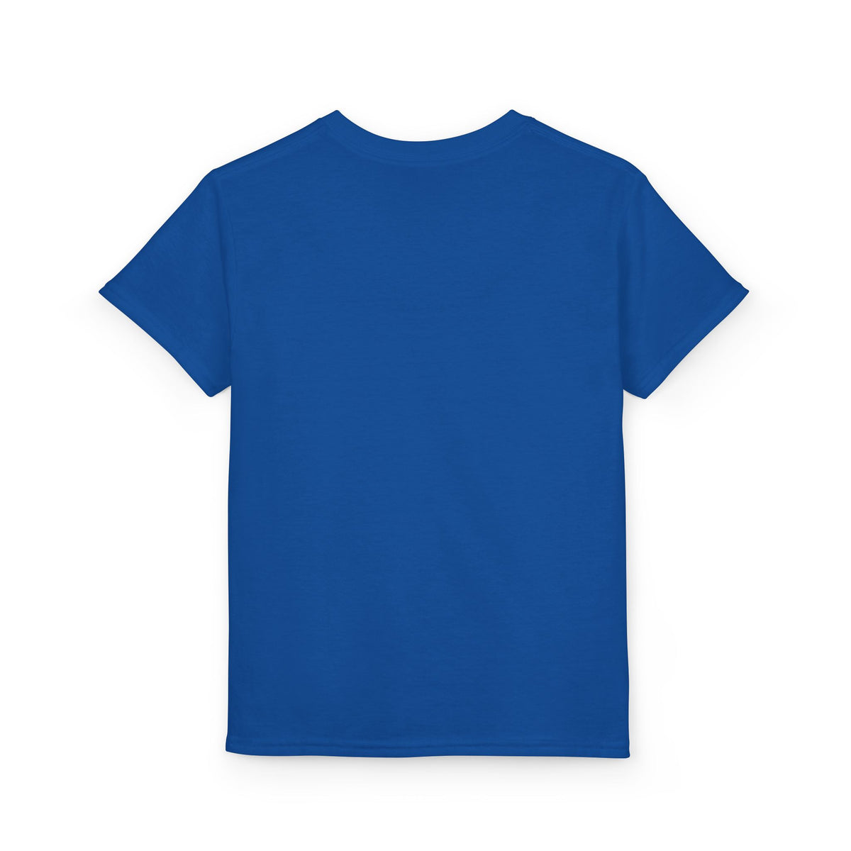 Back view of the plain Royal blue youth T-shirt — EOWD Autism Living.