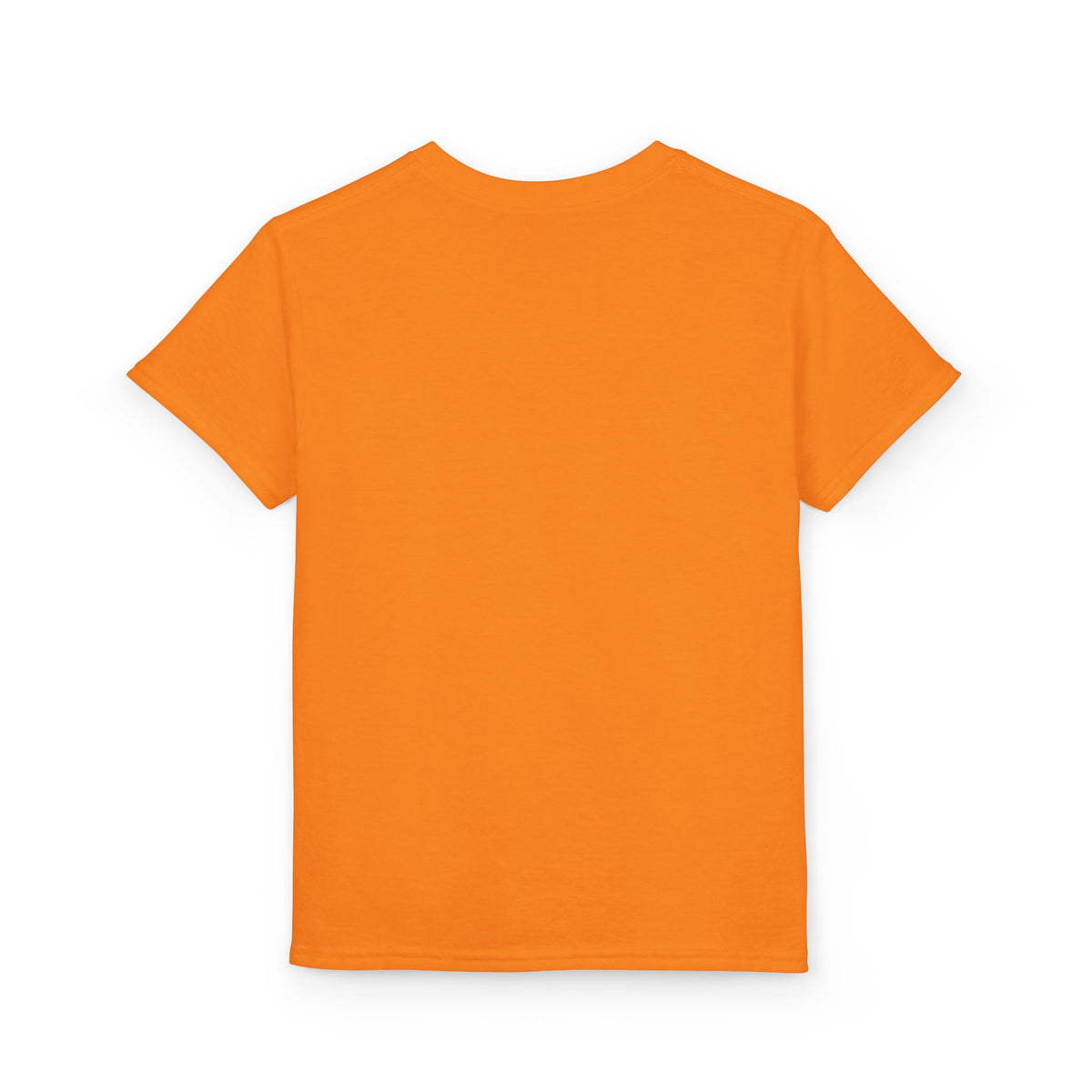 Back view of the plain Safety Orange youth T-shirt — EOWD Autism Living.