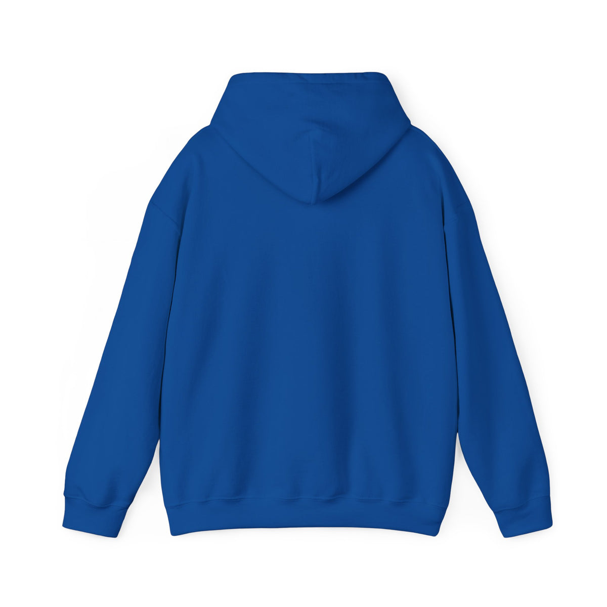 Flat-lay back view of a plain royal blue pullover hoodie — EOWD Autism Living