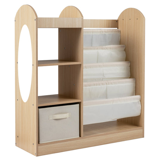 4-Tier Toy Storage Organizer | Sling Shelves, Mirror & Drawer for Kids 3+