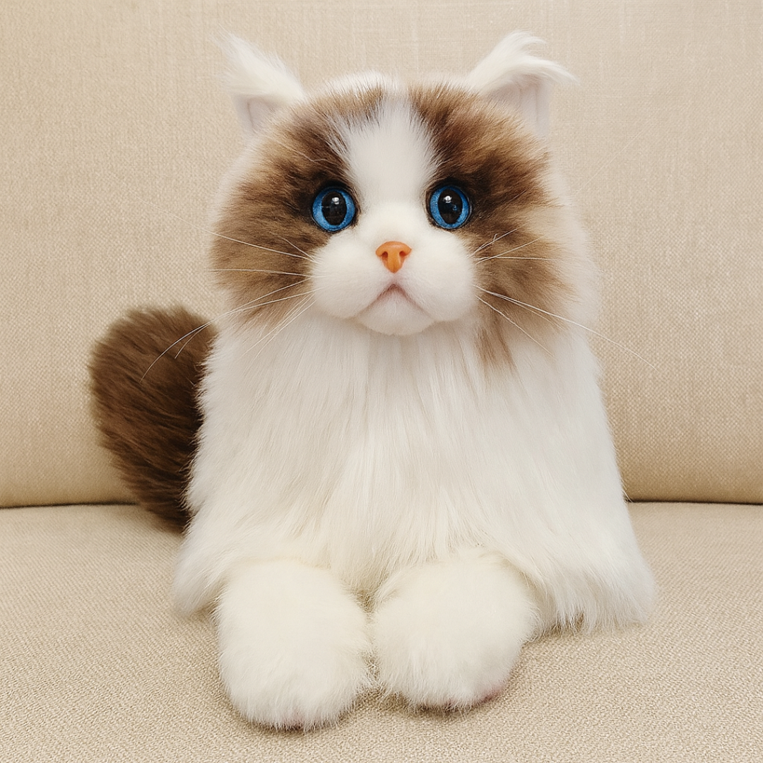 Lifelike 23-inch Assistex therapy cat plush with realistic fur and soft features displayed on neutral background — Assistex via EOWD Autism Living