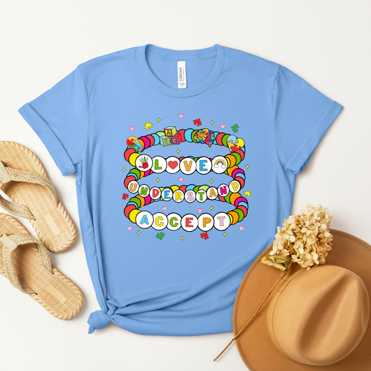 Autism Bracelet Stack Graphic Tee – Acceptance & Advocacy Apparel for Autism Families, Caregivers & Allies