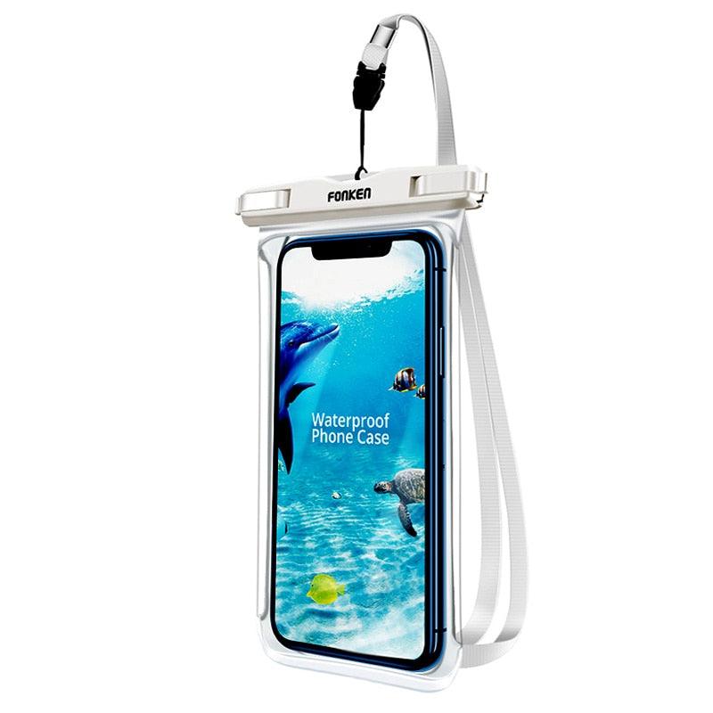 Fonken full-view waterproof phone case with lanyard in white on white background — Stevvex via EOWD Autism Living