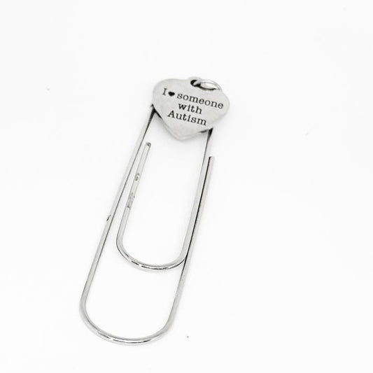 I Love Someone With Autism Heart Bookmark Stainless Steel Awareness Gift Autism Support Gift