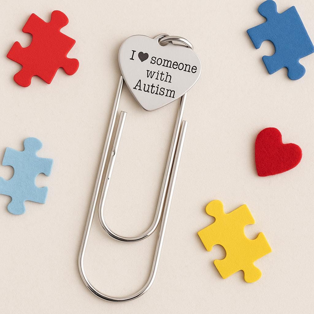 I Love Someone With Autism Heart Bookmark Stainless Steel Awareness Gift Autism Support Gift