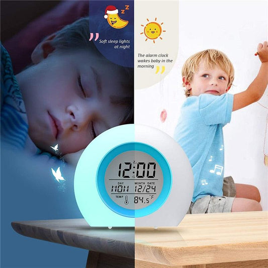 Kids Digital Alarm Clock | 7-Color Night Light, Snooze, Temperature Display
