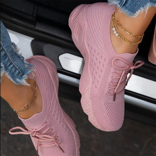 Women's Breathable Mesh Lace-Up Sneakers | Casual Platform, Anti-Slip, Lightweight