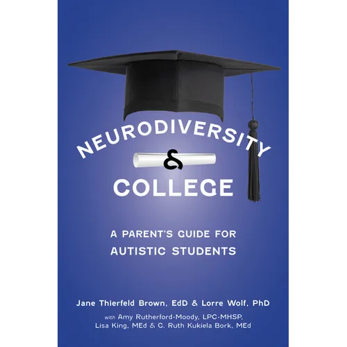 Paperback cover of Neurodiversity and College by Jane Thierfeld Brown & Lorraine Wolf — dark cover, graduation cap design — Books by splitShops via EOWD Autism Living