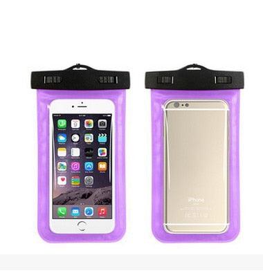 STEVVEX waterproof phone pouch in purple shown with phone inside on white background — STEVVEX Gadgets via EOWD Autism Living