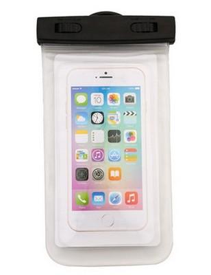 STEVVEX waterproof phone pouch in white clear shown with phone inside on white background — STEVVEX Gadgets via EOWD Autism Living