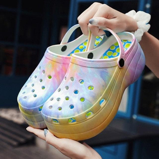 Women's Printed Slip-On Wedge Clogs | Quick-Dry, Lightweight