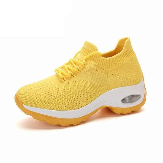 Women's Slip-On Sock Sneakers | Knitted Mesh, Air Cushion Platform, Chunky Sole